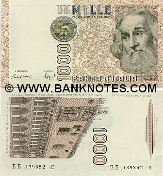 Italy 1000 Lire 1982  Italian Currency Bank Notes, Paper Money, World Currency, Banknotes 