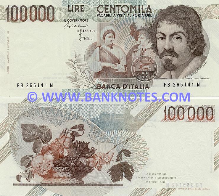 Italy 100000 Lire 1983  Italian Currency Bank Notes, Paper Money, World Currency, Banknotes 