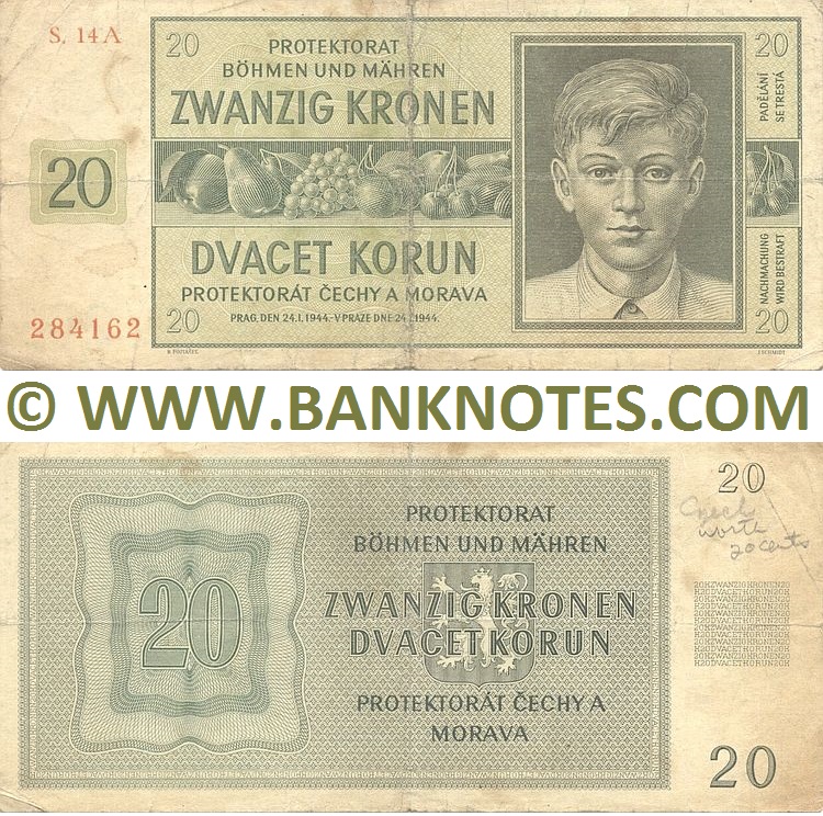 Bohemian and Moravian Currency Banknote Gallery