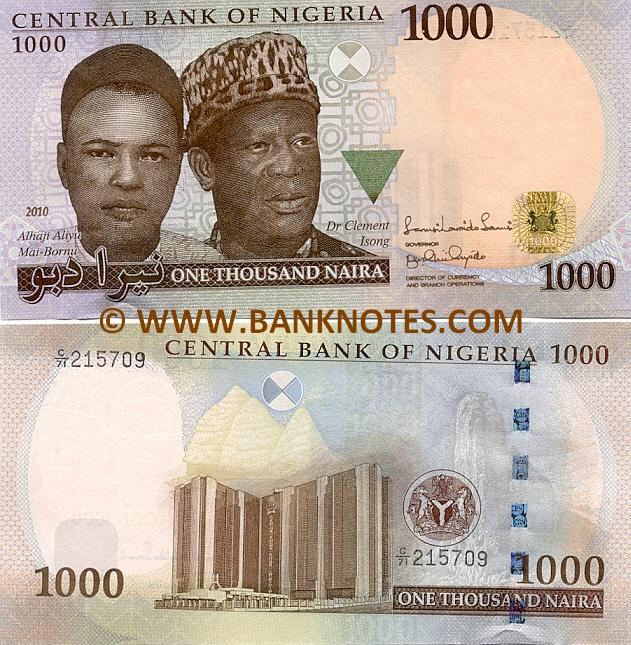 Nigeria 1000 Naira 2005 2010 Nigerian Currency Bank Notes Paper 