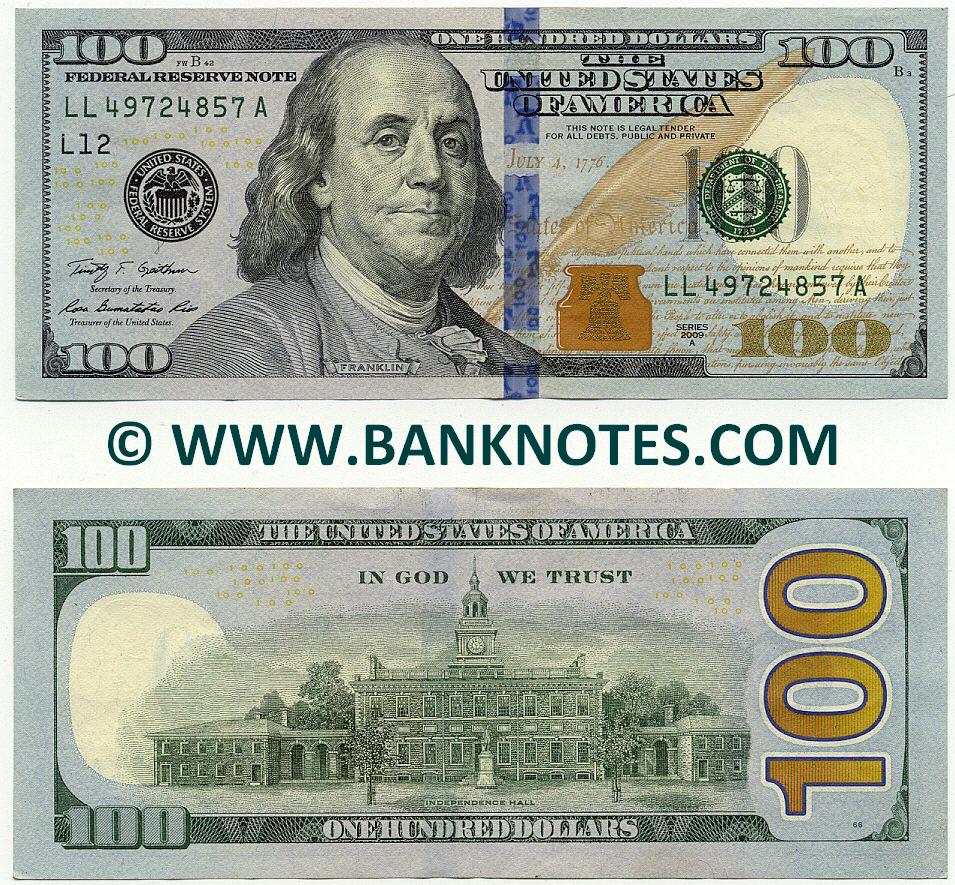United States Of America 100 Dollars 2009 North American Currency 