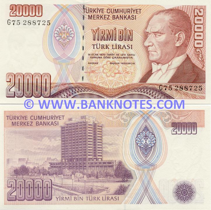 TURKEY 20000 20,000 LIRASI LIRA 1995 P 202 UNC