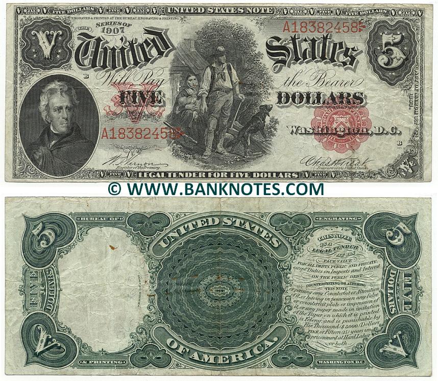 Reproduction $5 1907 LT US Paper Money Currency Copy