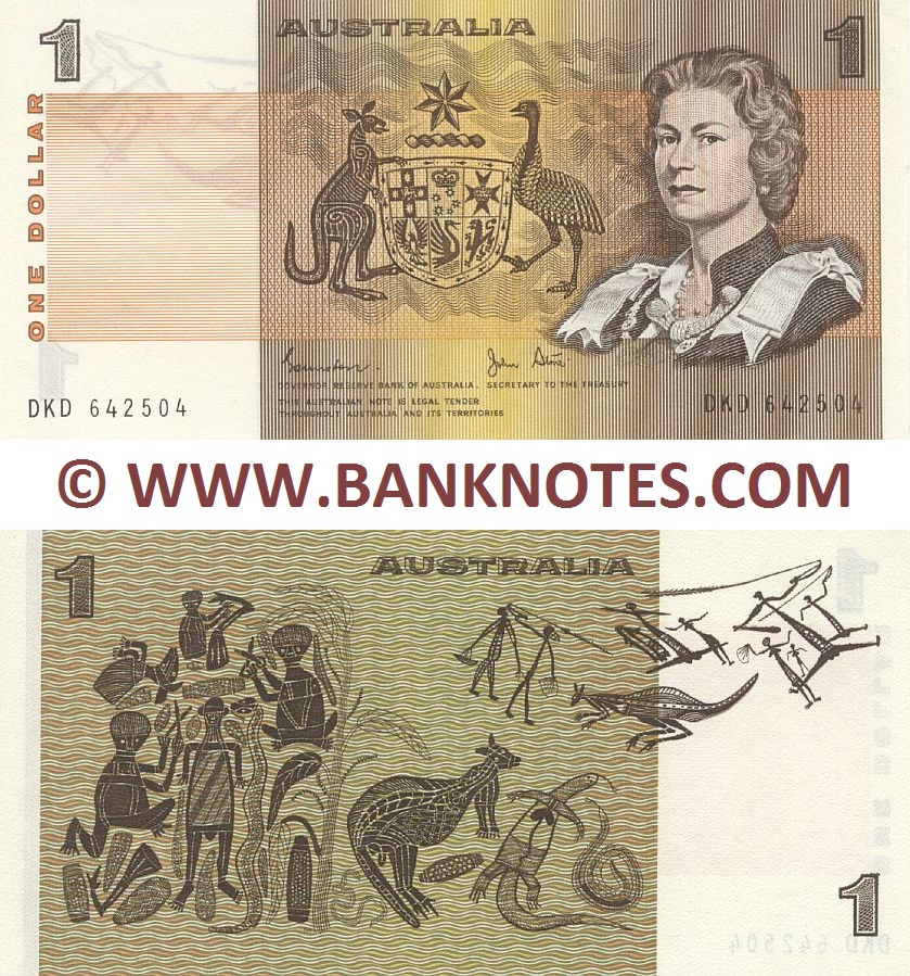 Australia 1 Dollar 1974-83 - Australian Currency Note, Money, World Currency, Banknotes, Banknote, Bank-Notes, Coins & Collector. Pictures of Money, Photos of Bank Notes, Currency Images, Currencies of