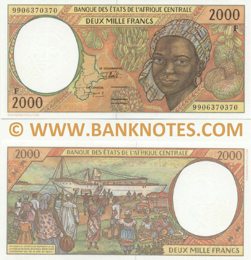 Central African Republic 2000 Francs 1999 Currency Banknotes Of The Central African Republic