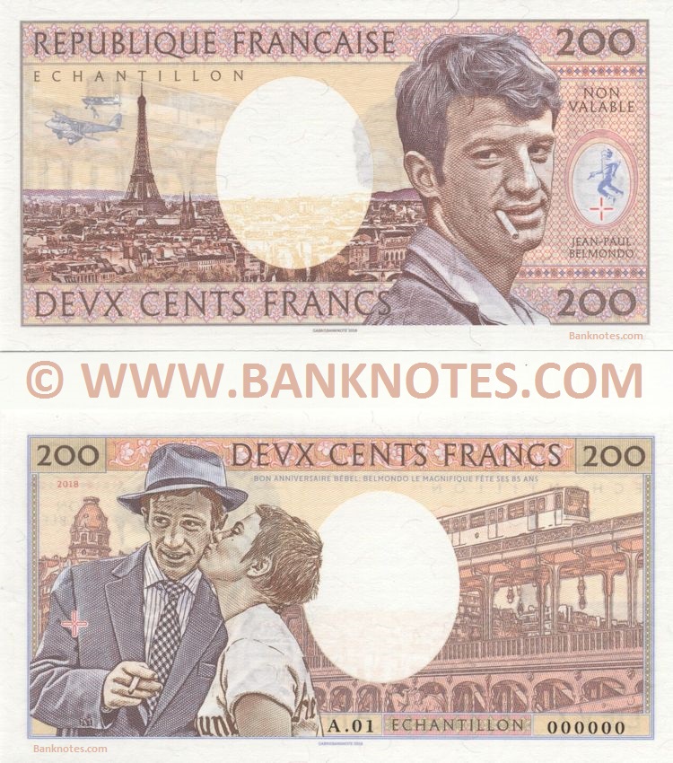 France 200 Francs 2018 French Currency Banknotes, Papier Monnaie