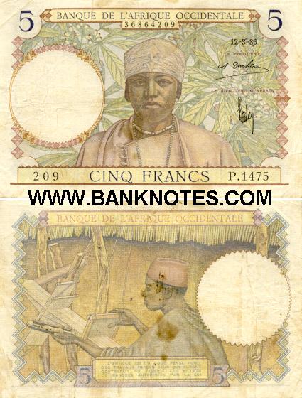 French West Africa Currency Gallery
