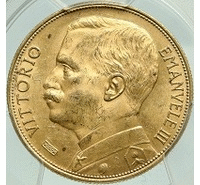 1912 ITALY VICTOR EMMANUEL III Antique AV 50 Lire MS 63 PCGS