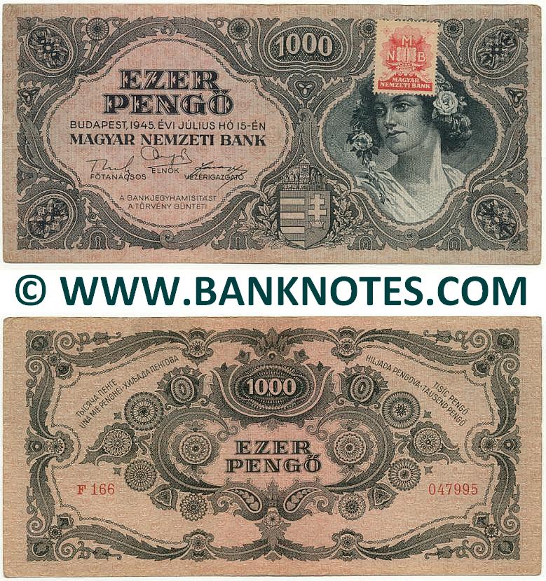 Hungary 1000 Peng 1945 Hungarian Currency Bank Notes European Paper hungary-1000-peng-1945-hungarian-currency-bank-notes-european-paper