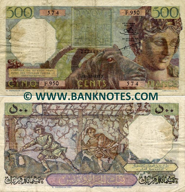 Algeria 500 Francs 1955 (F.950/23730574) (circulated) F+
