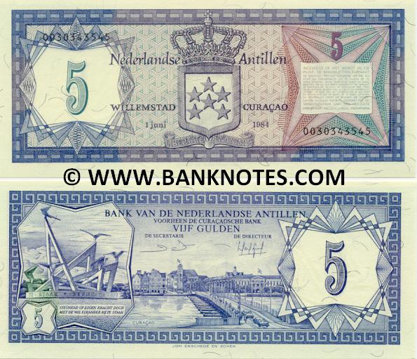 Netherlands Antilles 5 Gulden 1984 (0030343xxx) UNC