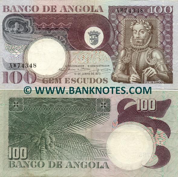 Angola 100 Escudos 1973 (ser#varies) (circulated) VF
