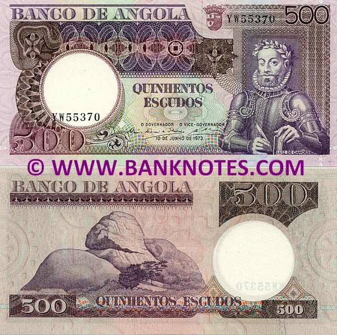 Angola 500 Escudos 1973 (ser#varies) (circulated) VF
