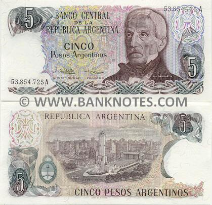 Argentina 5 Pesos Argentinos (1983-84) (50.462.xxxA) UNC