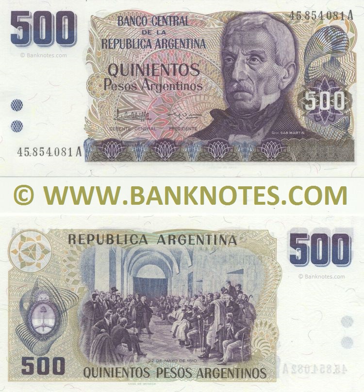 Argentina 500 Pesos Argentinos (1984) (45.854.0xxA) UNC