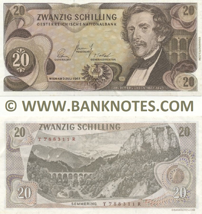 Austria 20 Schilling 2.7.1967 (T 788311 R) (circulated) VF+