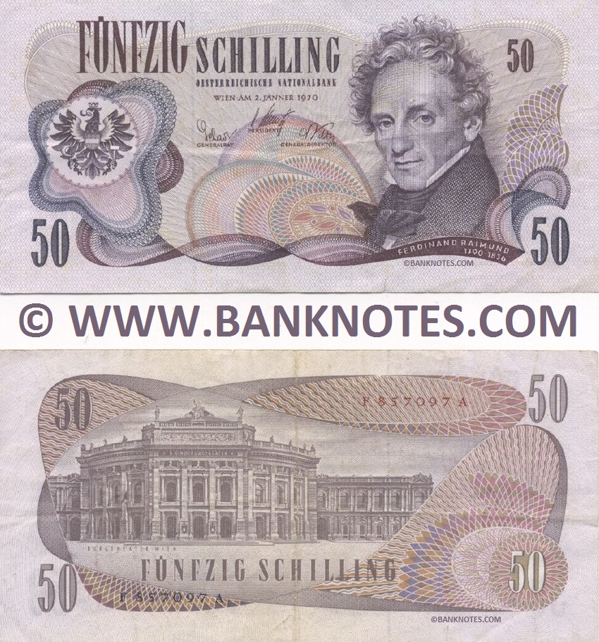 Austria 50 Schilling 2.1.1970 (F 857097 L) (circulated) (1 et) VF