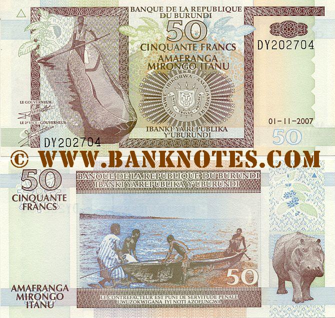 Burundi 50 Francs 1.11.2007 (DY202xxx) UNC