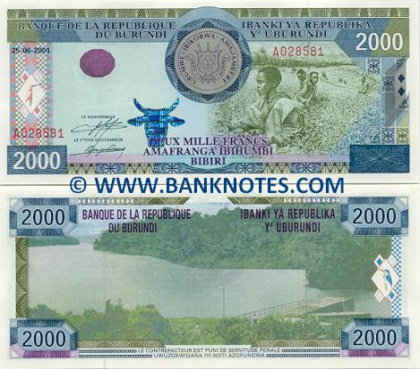 Burundi 2000 Francs 2001 (S9136xx) UNC
