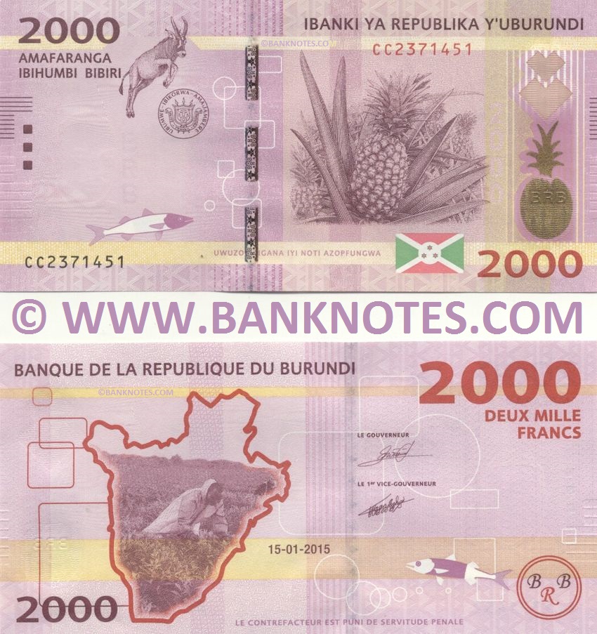 Burundi 2000 Francs 15.1.2015 (CC23714xx) UNC