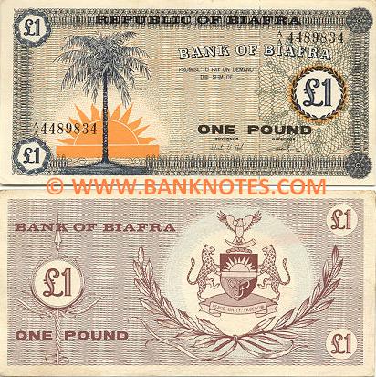 Biafra 1 Pound (1967) (A/A 9615758) (circulated) VF-XF
