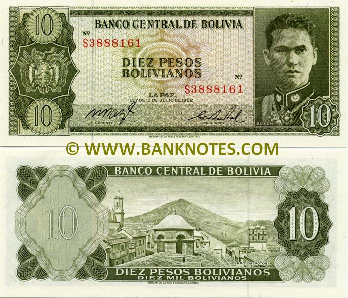 Bolivia 10 Pesos Bolivianos 1962 (T32448xx) UNC