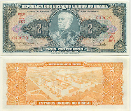 Brazil 2 Cruzeiros (1956-58) (393A/0426xx) UNC