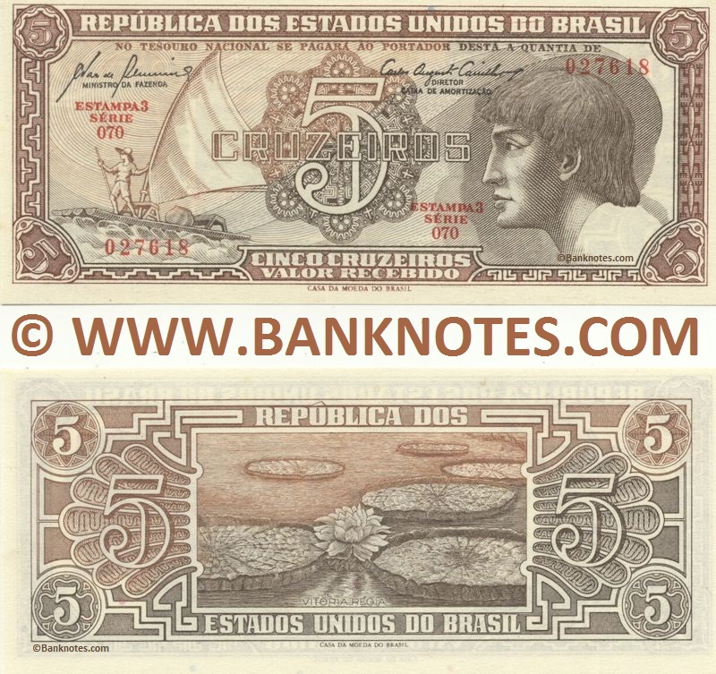 Brazil 5 Cruzeiros - Banknote - Uncirculated - Paper Money