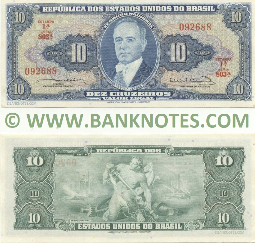 Brazil 10 Cruzeiros (1963) (803A/0926xx) UNC