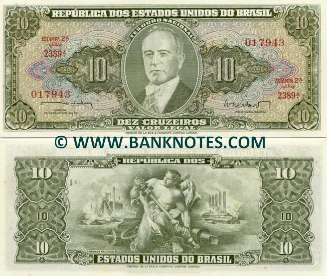 Brazil 10 Cruzeiros (1962)  (2389A/0179xx) UNC