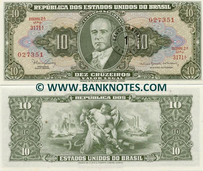 Brazil 1 Centavo on 10 Cruzeiros (1967) (3171A/0273xx) UNC