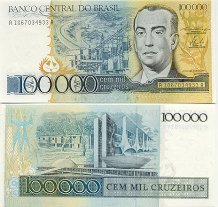 Brazil 100000 Cruzeiros (1985) (A10670333xxA) UNC