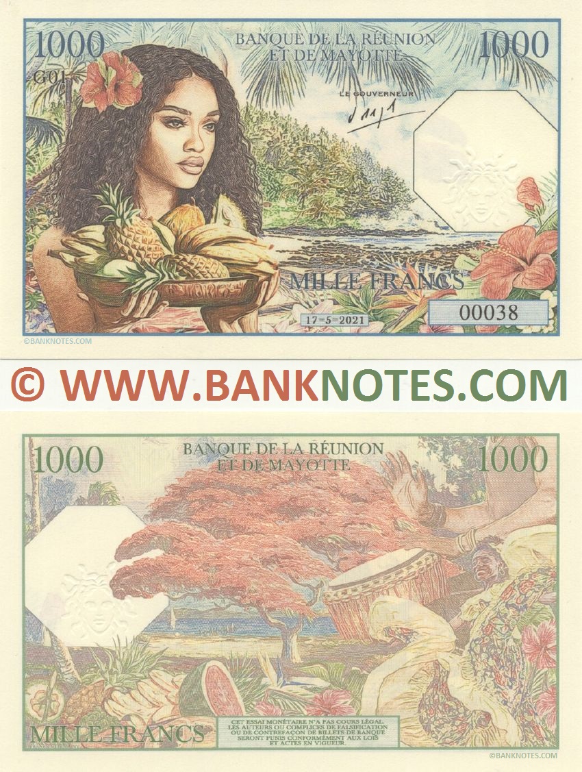 International 'Banque de la Réunion et de Mayotte' 1000 Francs 2021 (G01/00038) UNC