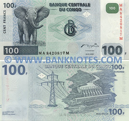 Congo D.R. 100 Francs 2000 (MA84208xxM) UNC