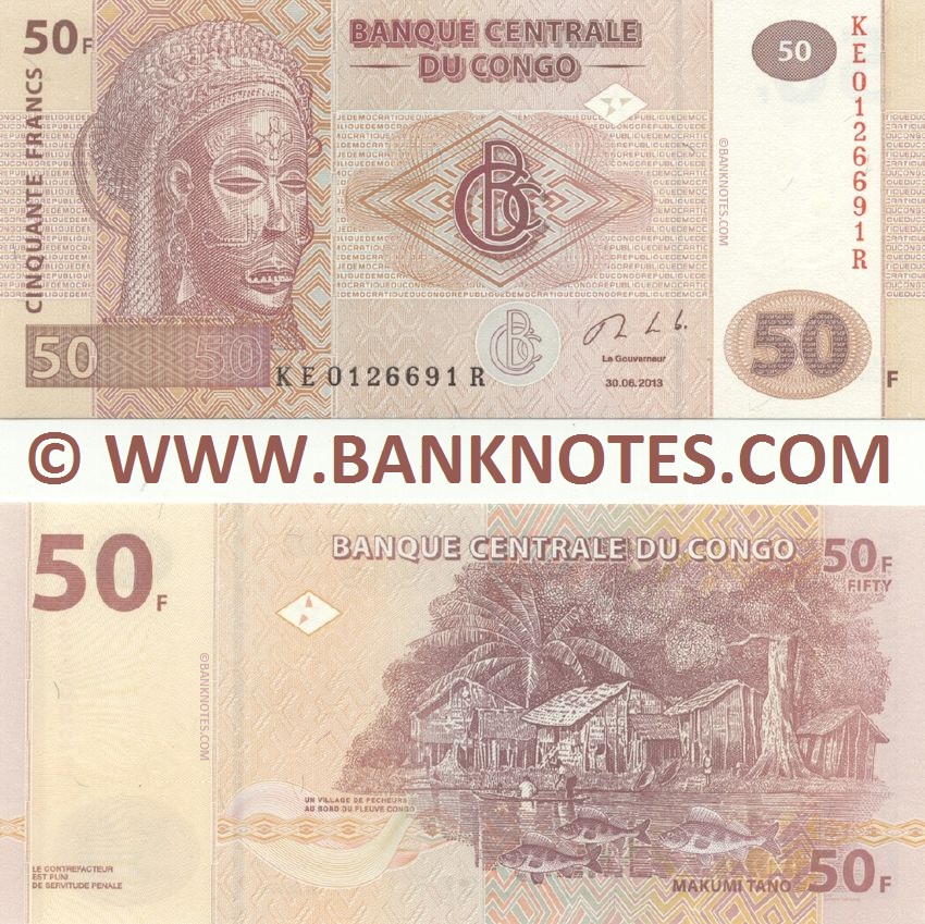 Congo Democratic Republic 50 Francs 30.6.2013 (KE01266xxR) UNC