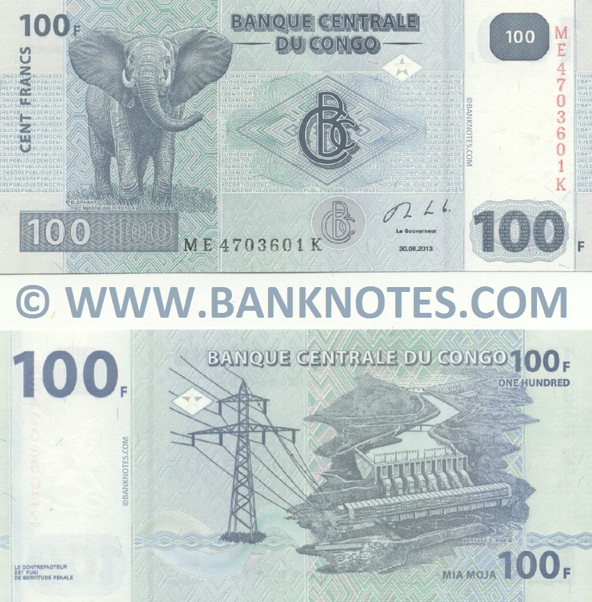 Congo Democratic Republic 100 Francs 30.6.2013 (ME47036xxK) UNC