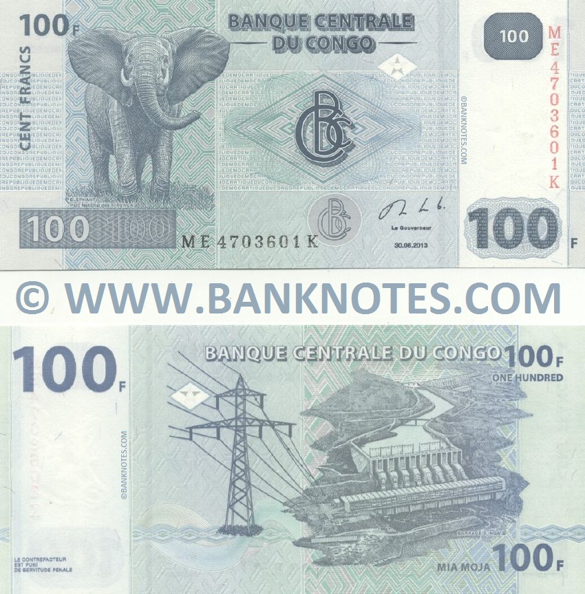 Congo Democratic Republic 100 Francs 30.6.2013 (ME47036xxK) UNC