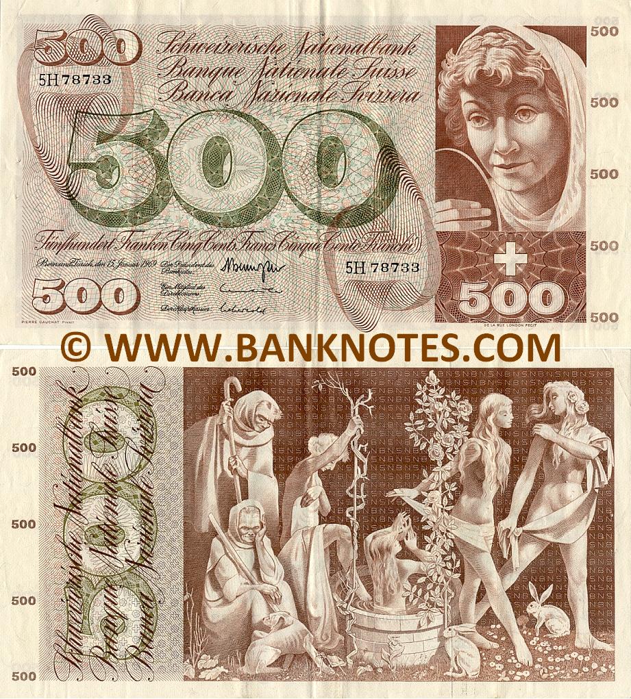Switzerland 500 Francs 5.1.1970 (6B 47483) (circulated) ph VF