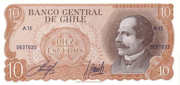 Chile 10 Escudos (1967-76) (A7/04059xx) UNC