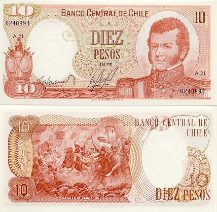 Chile 10 Pesos 1975 (A21/02408xx) UNC