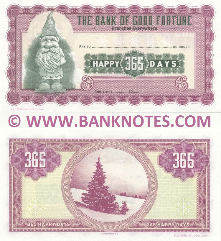 Universal Christmas Cheque: Bank of Good Fortune: 365 Happy Days UNC