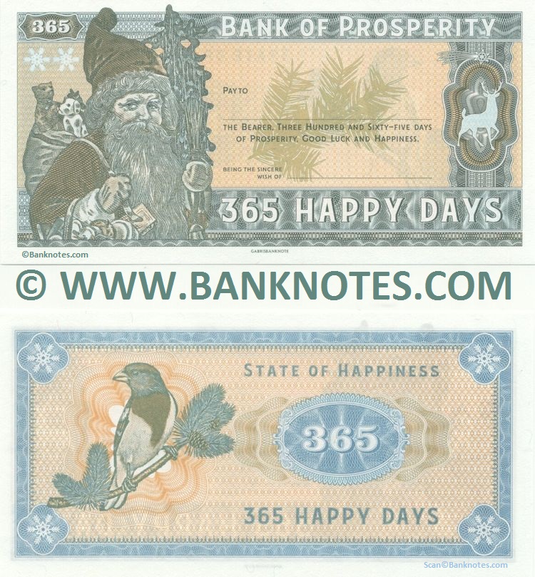 Universal Christmas Cheque: Bank of Prosperity: 365 Happy Days UNC
