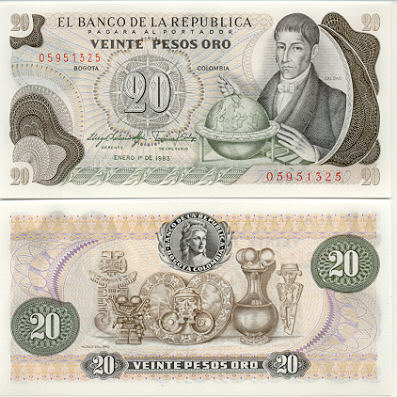 Colombia 20 Pesos Oro 1983 (059513xx) UNC