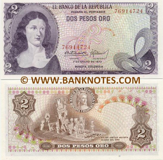 Colombia 2 Pesos Oro 1973 (769147xx) UNC