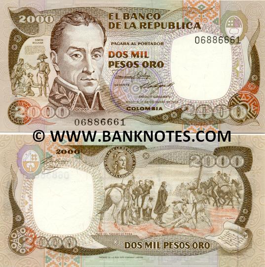 Colombia 2000 Pesos 1986 (068866xx) UNC