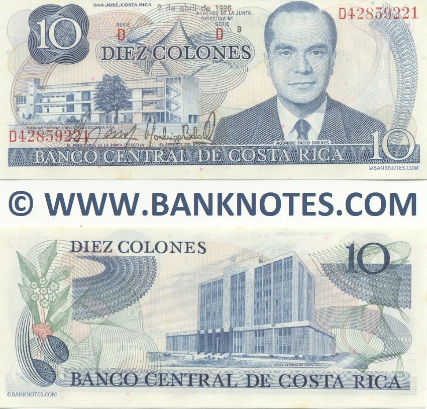 Costa Rica 10 Colones 2.4.1986 (Sig.69) (D4285922x) UNC