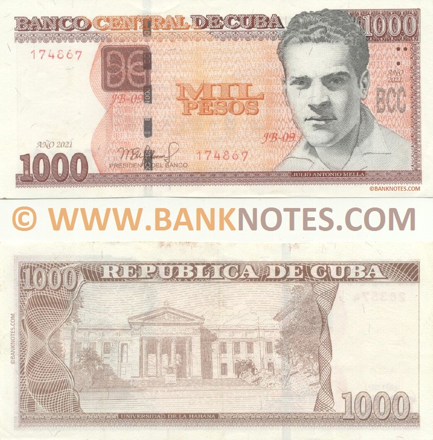 Cuba 1000 Pesos 2021 (JB-02/283574) (lt. circulated) XF