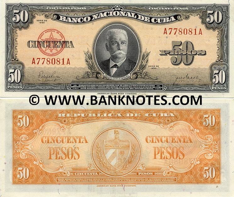 Cuba 50 Pesos 1950 (A778098A) AU-UNC