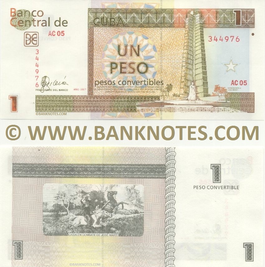 Cuba 1 Peso Convertible 2007 (AC05/3449xx) UNC