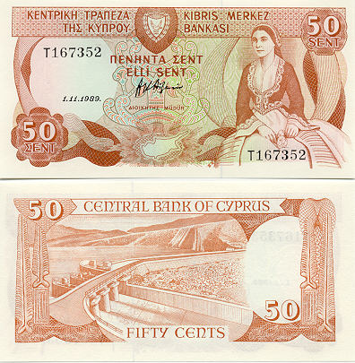 Cyprus 50 Cents 1989 (T196839) UNC